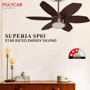 Polycab Superia SP03 Super Premium 800 mm Underlight Designer Ceiling Fan With Remote, Built-in 6 Colour LED Light and 2 years warranty (Antique Copp