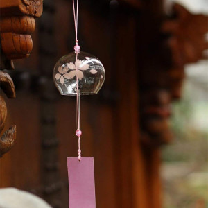 Geekmonkey Edo Japanese Wind Chimes|Wind Bells Cherry Blossom Wind Chimes Handmade Stained Glass Bells - Creative Home Accessories Gifts