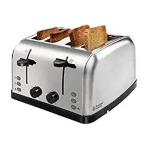 Russell Hobbs 18790 1250/1500 Watt Premium Stainless Steel 4 Slice Automatic Pop-Up Toaster with 2 Year Manufacturer Warranty - 1500 Watts