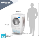 Bajaj PX97 Torque New 36L Personal Air Cooler For Room| DuramarinePump| 1 Year Warranty| TurboFan Technology| Powerful Air Throw| 3-Speed Control| Por