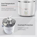 Wipro Vesta 1.2 l multicooker Kettle | Concurrent Cooking |Cool Touch body | Dual Temperature Control |Triple Protection |SS 304 Rust free (White, 600