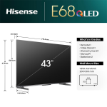 Hisense 108 cm (43 inches) E68N Series 4K Ultra HD Smart Google QLED TV (Grey)